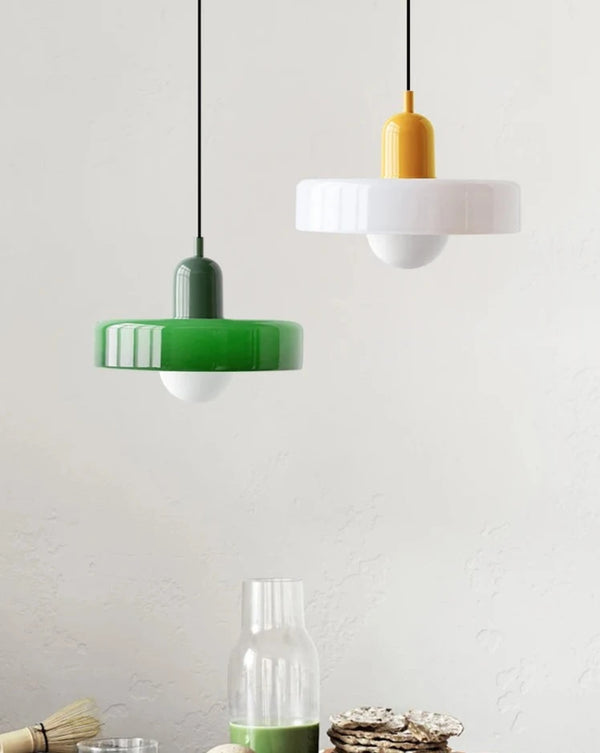 Lampe de plafond ronde à suspension en verre nordique