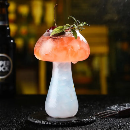 Mushroom Design Cocktail Glass with Straw