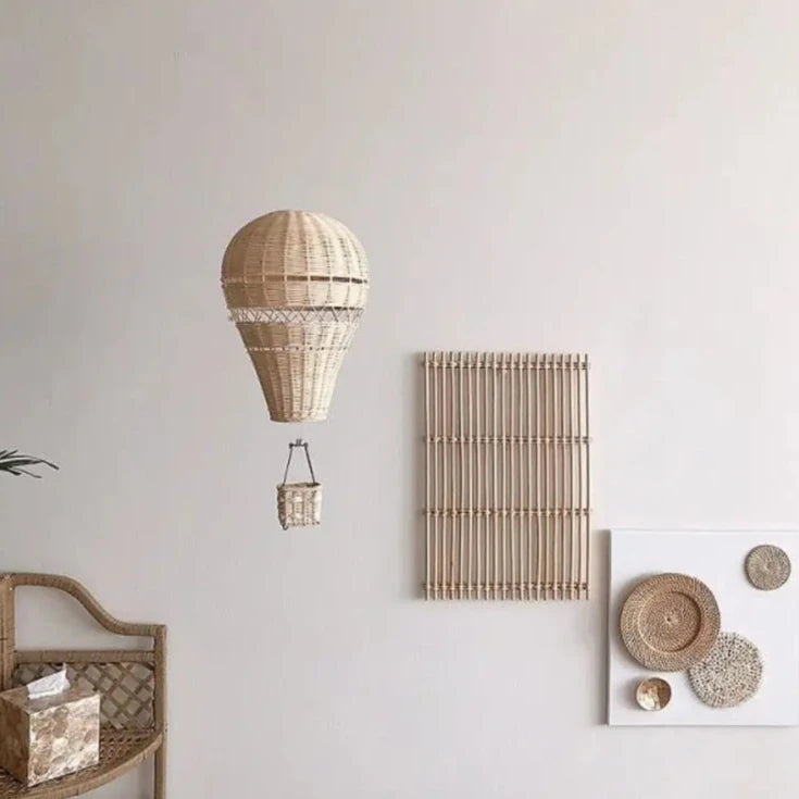 Handmade Rattan Woven Air Balloon Mobile Ornament