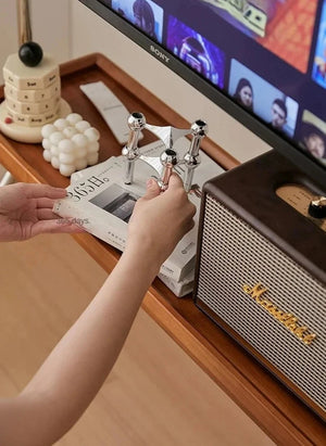 Studio Lima Stainless Steel Wooden Shelf Moving TV Stand