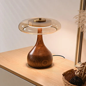 Copper Wood Vase Glass LED Desk Lamp