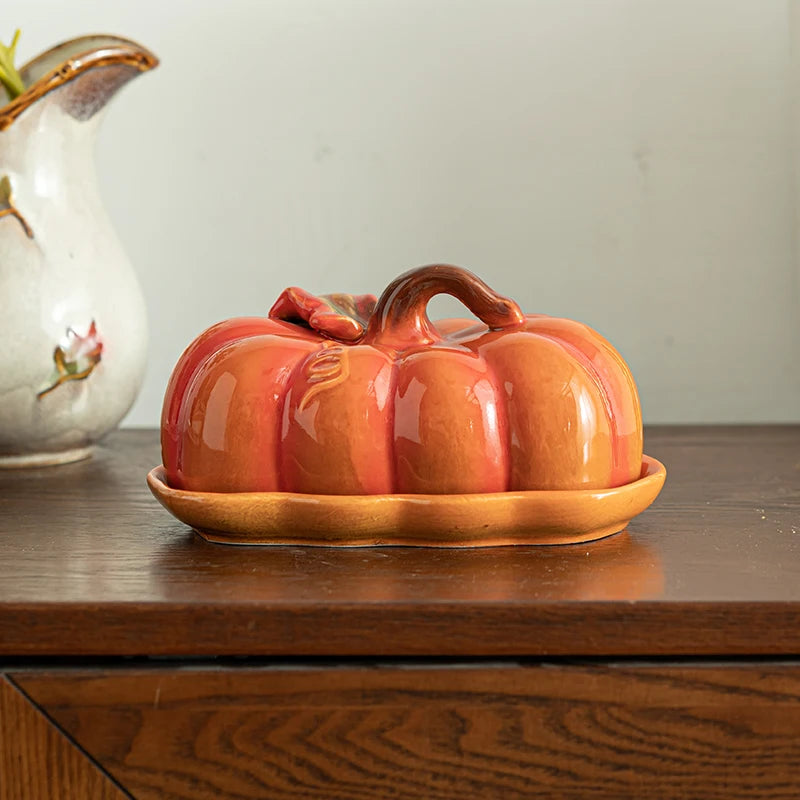 Pumpkin Ceramic Lid Dining Plate