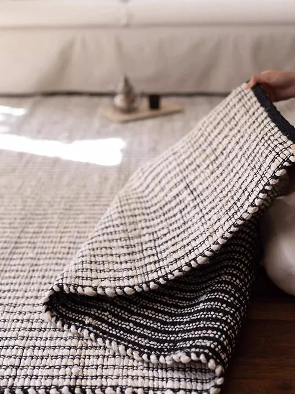 Japanese Studio Hand-Crafted Double-Sided Black Striped Area Rug [Exclusive]