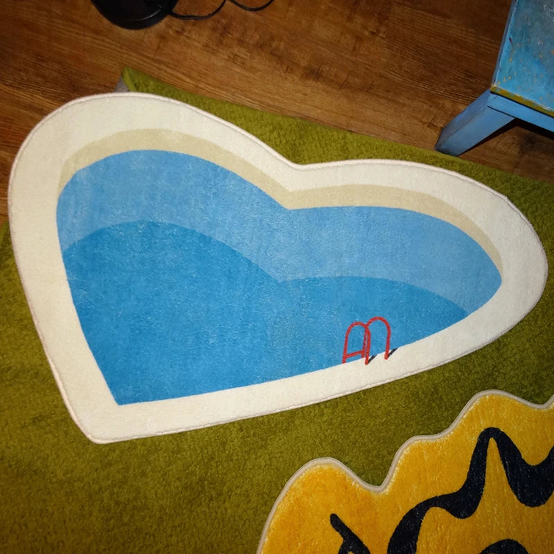 Heart Swimming Pool Area Carpet Rug