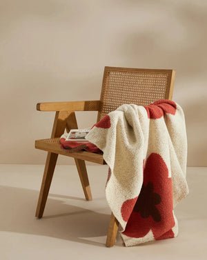 Gestrickte Mikrofaser-Überwurfdecke mit Blumenmuster