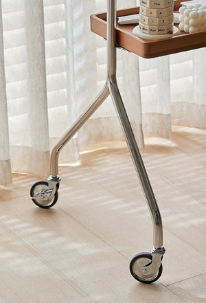 Studio Lima Stainless Steel Wooden Shelf Moving TV Stand