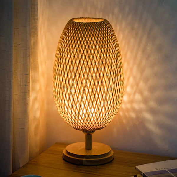 Vintage Wicker Dimmable Table Lamp