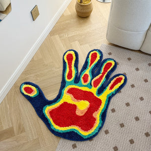 Mono Design Thermal Imager Palm Shape Handmade Tufted Mat
