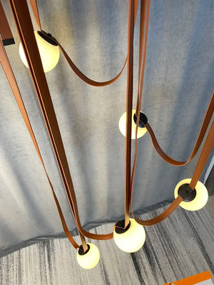 Danish Leather Strap Hanging Studio Ceiling Lamp