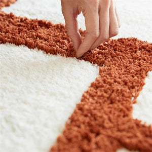 Irregular Orange Rectangular Grid Carpet Area Rug [Exclusive]
