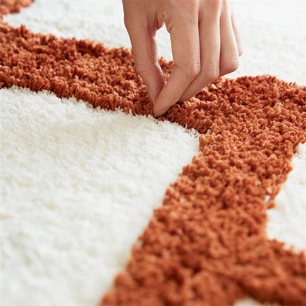 Irregular Orange Rectangular Grid Carpet Area Rug [Exclusive]