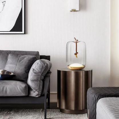 Nordic Glass with Rope Table Lamp