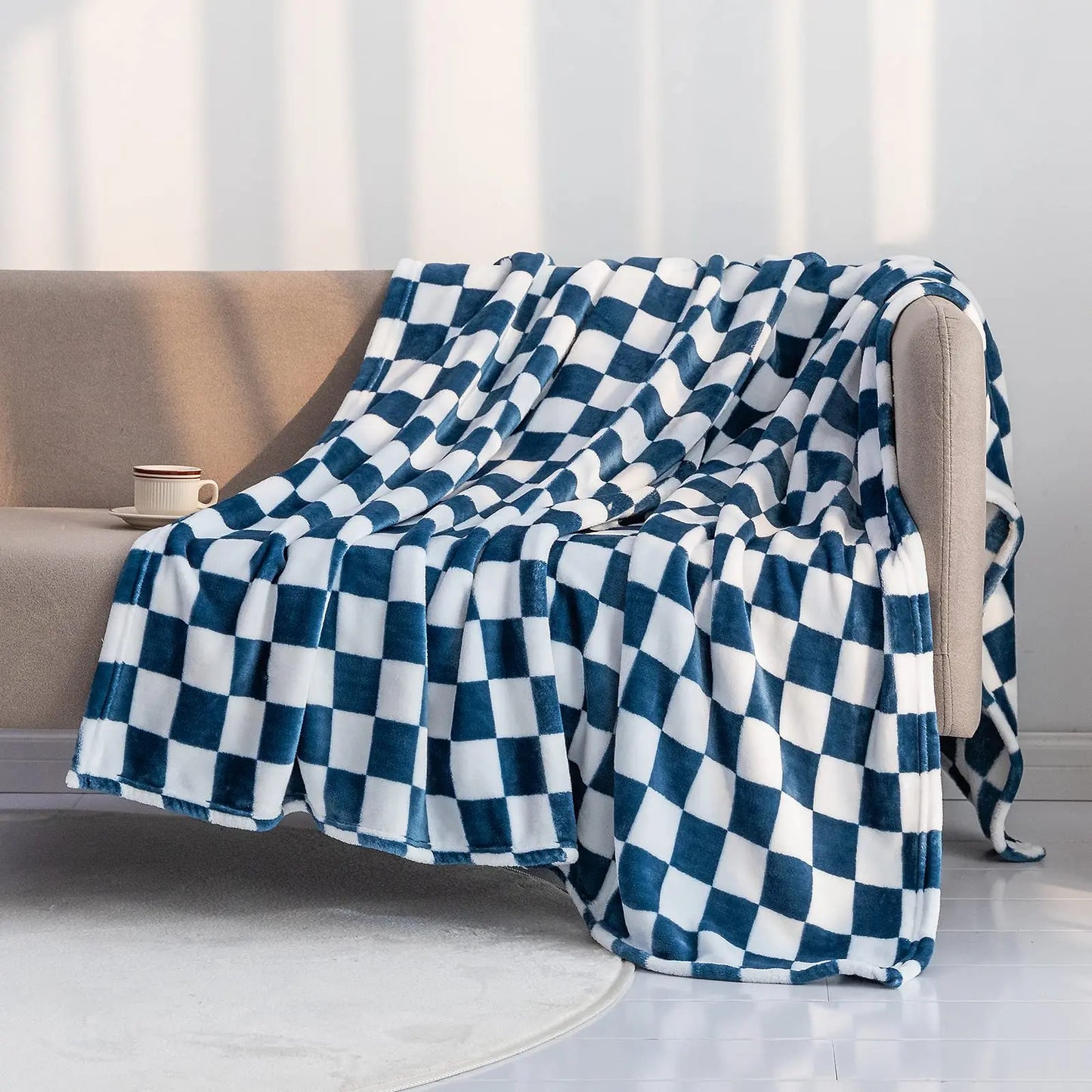 Checker Board Lattice Plaid Throw Blanket