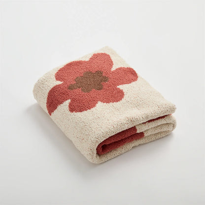 Floral Knitted Microfiber Throw Blanket