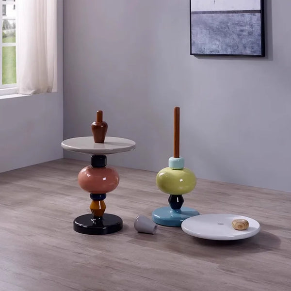 Modular Color-Stack Pedestal Side Table