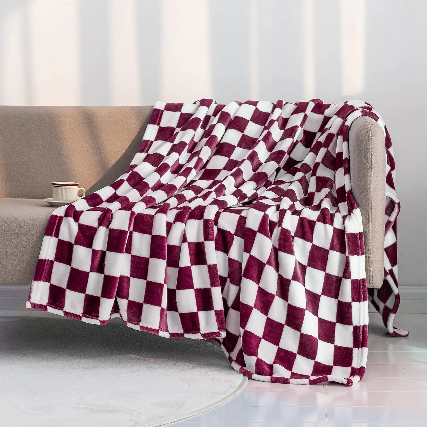 Checker Board Lattice Plaid Throw Blanket