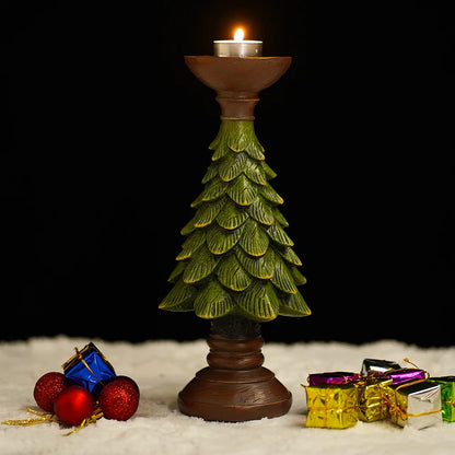 Dark Green Christmas Tree Candle Holder