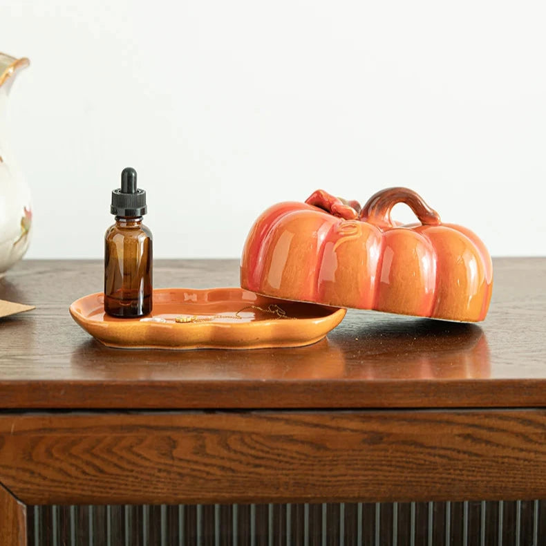 Pumpkin Ceramic Lid Dining Plate