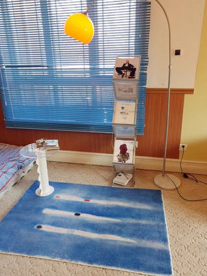 MokoMoko Blue French Abstract Art Minimalist Carpet Rug