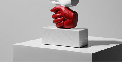 Rock Paper Scissor Designer Hand-Crafted Sculpture with Weighted Stand
