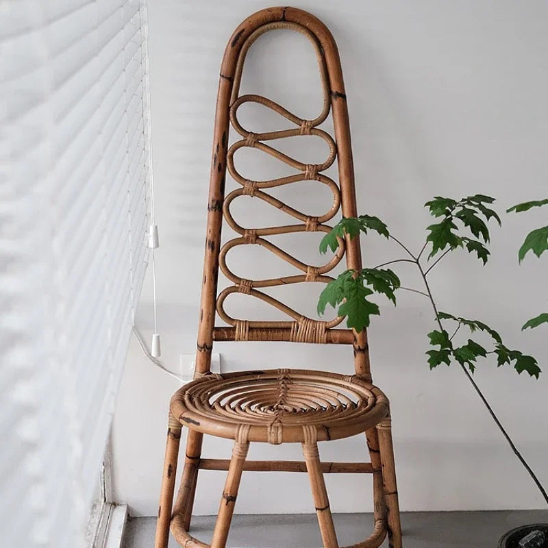 Hand-Crafted Japanese High Back Rattan Chair