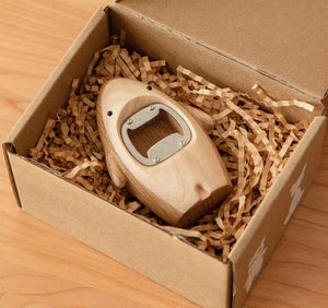 Flaschenöffner aus Holz in Form eines Hais