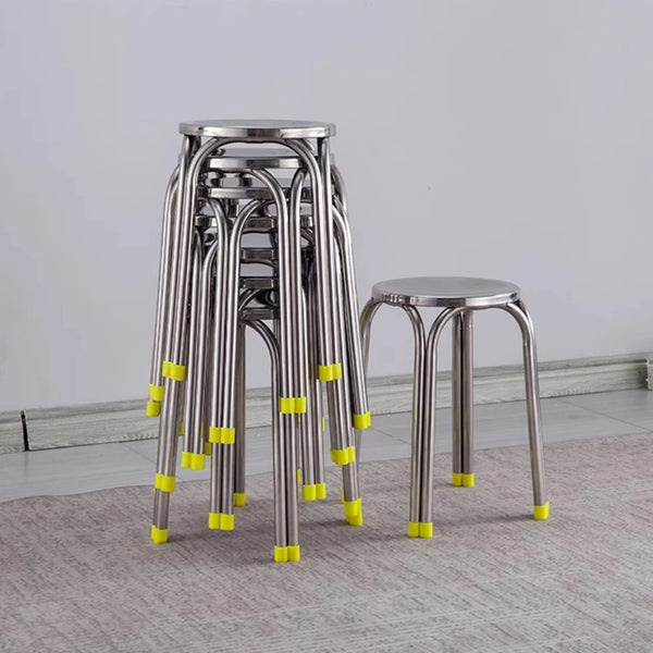 Studio Lima Stainless Steel Accent Round Stool