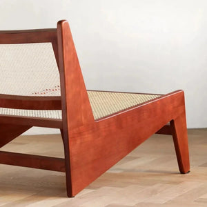 Französische Rattan-Holzcouch