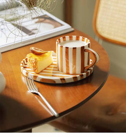 Ceramic Brush Touch Art Striped Plate