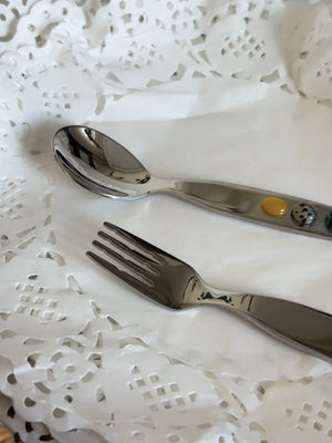 Jelly Bean Stainless Steel Dessert Fork & Spoon