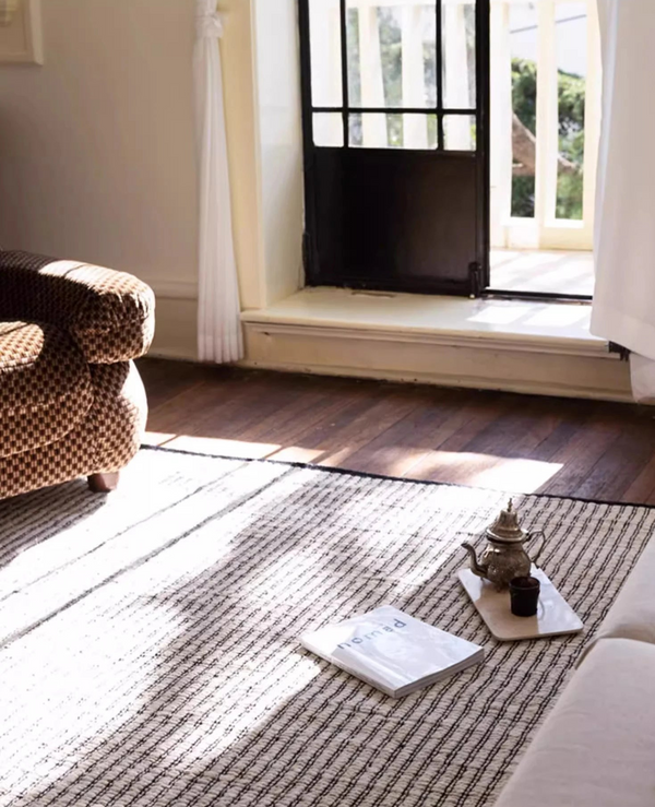 Japanese Studio Hand-Crafted Double-Sided Black Striped Area Rug [Exclusive]