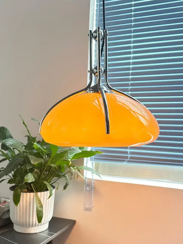 Orbix Bauhaus Amber Glass Dome Pendant Ligh