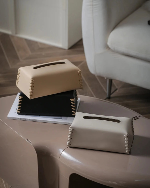 Woven Leather Hand-Crafted Tissue Holder