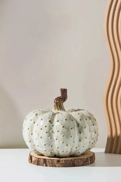 White Porcelain Pumpkin Ceramic Sculpture