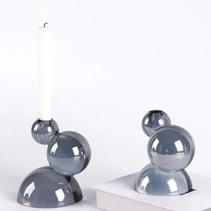 Stacked Ball Crystal Candle Holders
