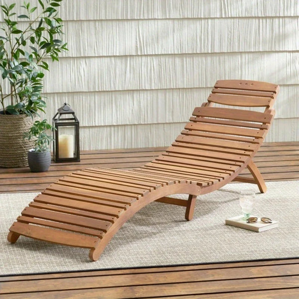 Solarié Lisbon Style Acacia Wooden Outdoor Folding Chaise