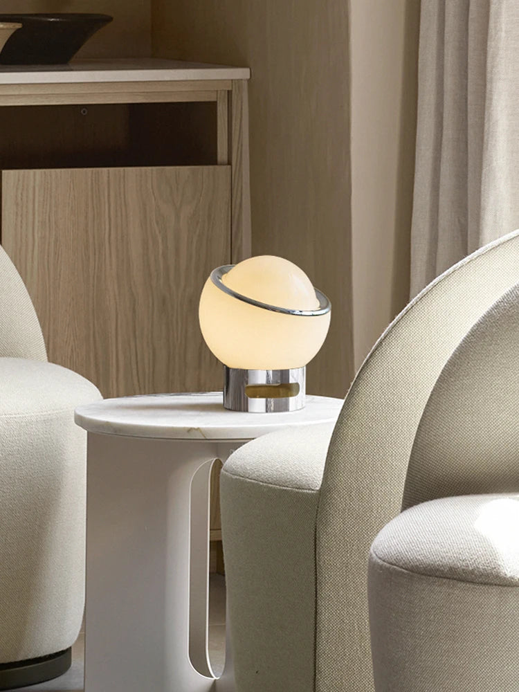 Retro Glass Stone Ball Metal Stand Table Lamp