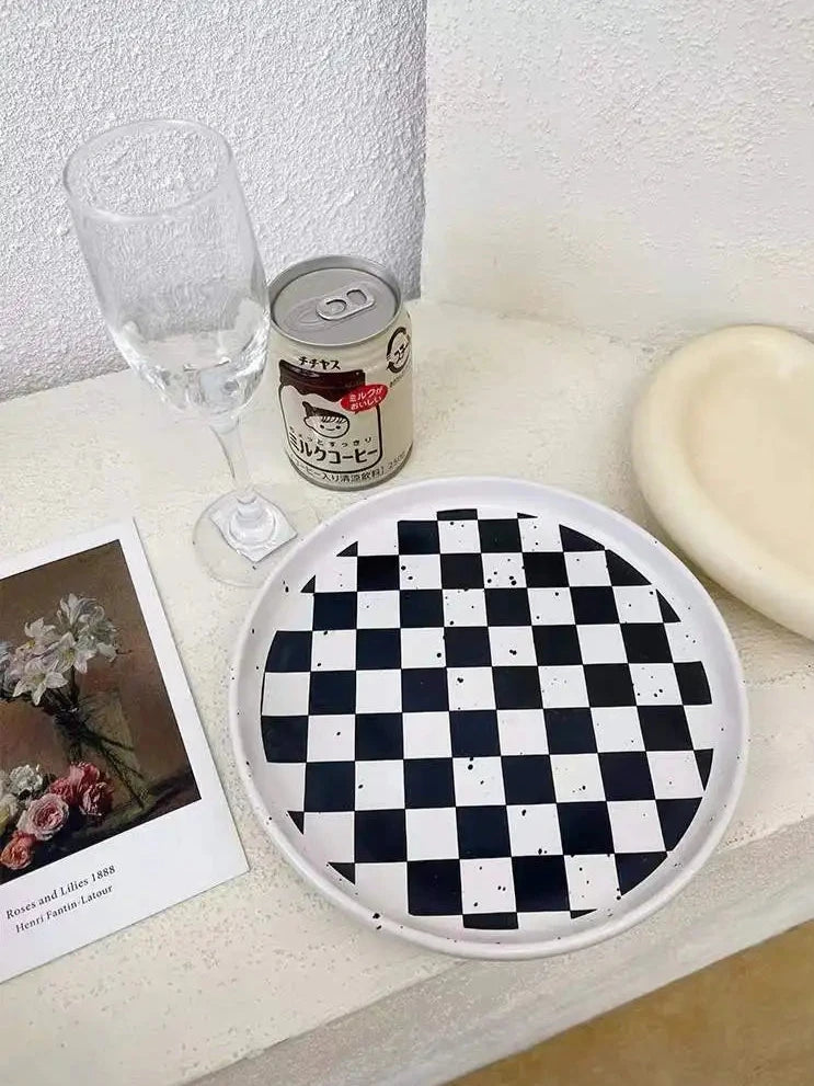 Ceramic Plaid Salad Desert Plate