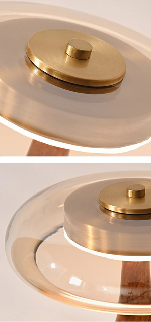 Copper Wood Vase Glass LED Desk Lamp