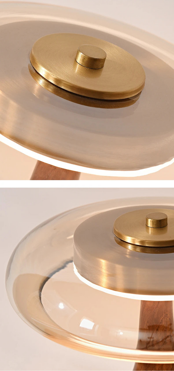 Copper Wood Vase Glass LED Desk Lamp