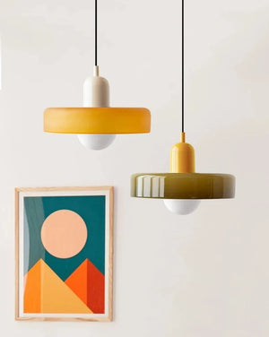 Lampe de plafond ronde à suspension en verre nordique