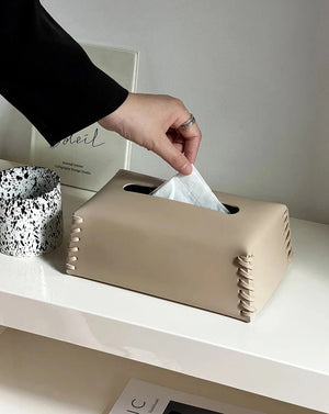 Woven Leather Hand-Crafted Tissue Holder