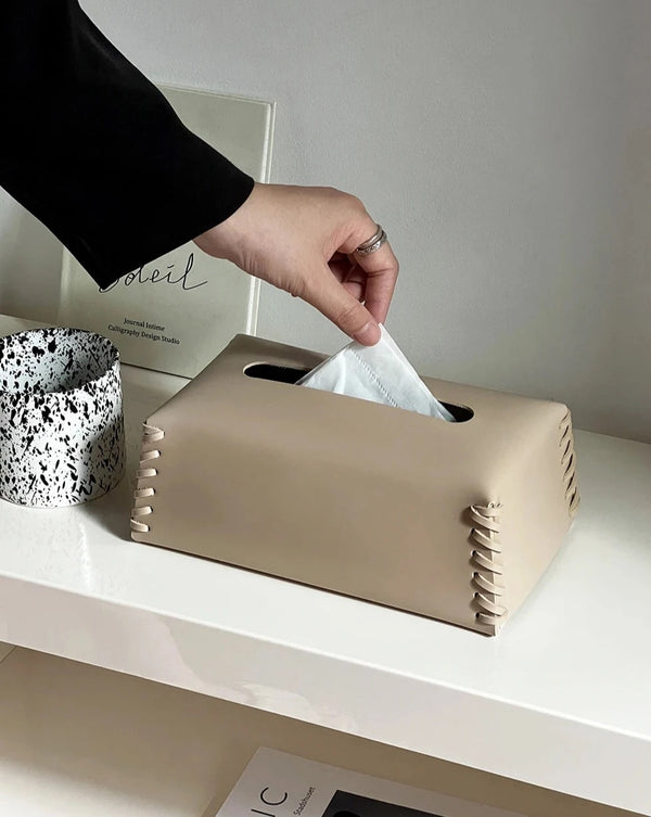Woven Leather Hand-Crafted Tissue Holder