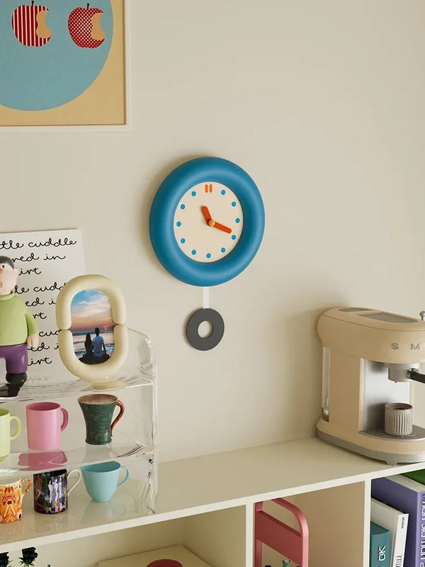 Japanese Minimalist Blue Pendulum Wall Clock