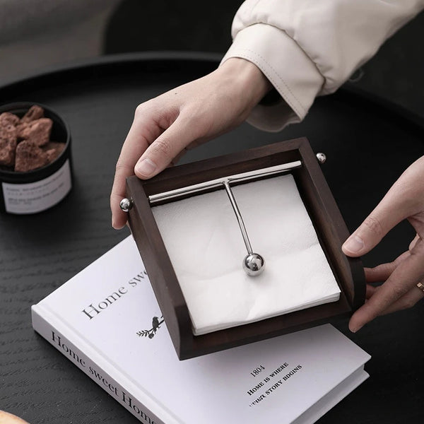 Wooden Stainless Steel Ball Napkin Holder