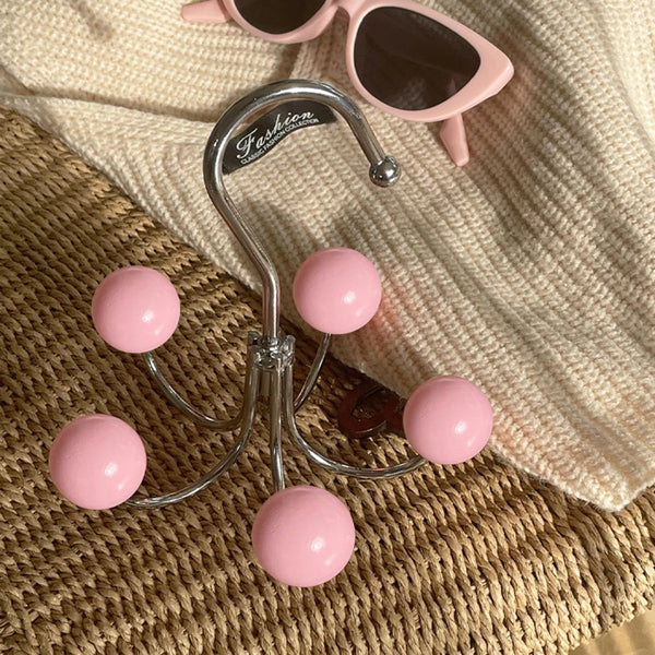 Rotating 5 Color Wooden Ball Hooks Hanger