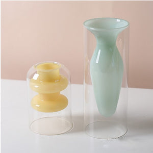 Double Glass Hydroponic Plant Vase