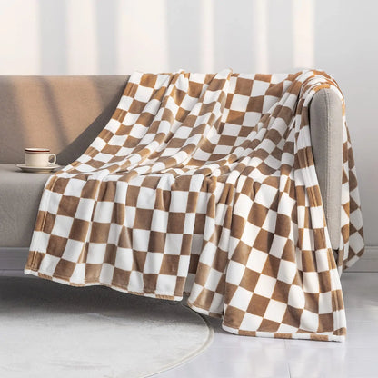 Checker Board Lattice Plaid Throw Blanket