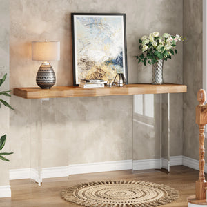 Solid Wood Top with Acrylic Leg Entryway Console Tables