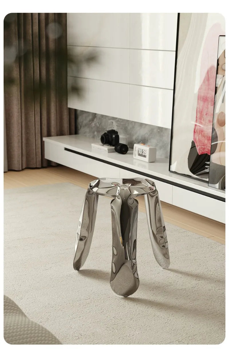 Minimalist Crumpled Design Stainless Steel Stool